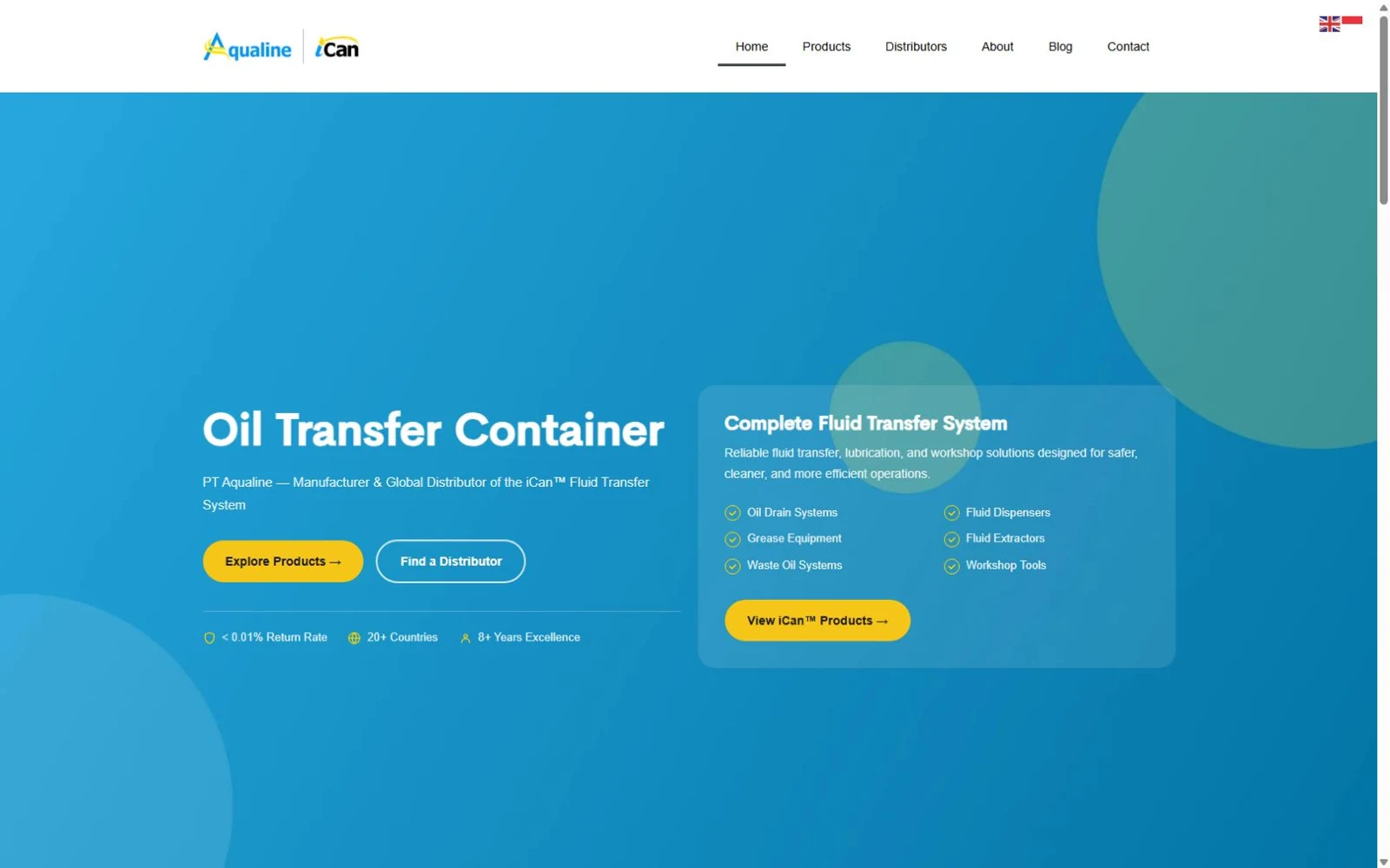 Tampilan desktop website Aqualine
