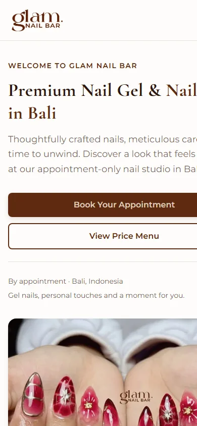 Tampilan mobile Glam Nail Bar